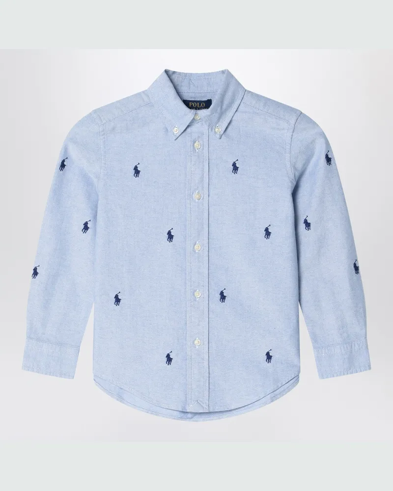 Ralph Lauren Hellblaues Button-down-Hemd mit Logos 