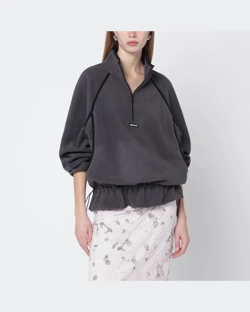 ROTATE Birger Christensen Grauer Fleece-Hoodie mit Kordelzug Grau