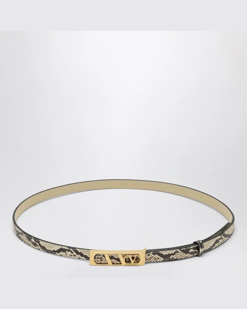 Valentino Garavani Volgo Signature Gürtel mit Pythonmuster Beige