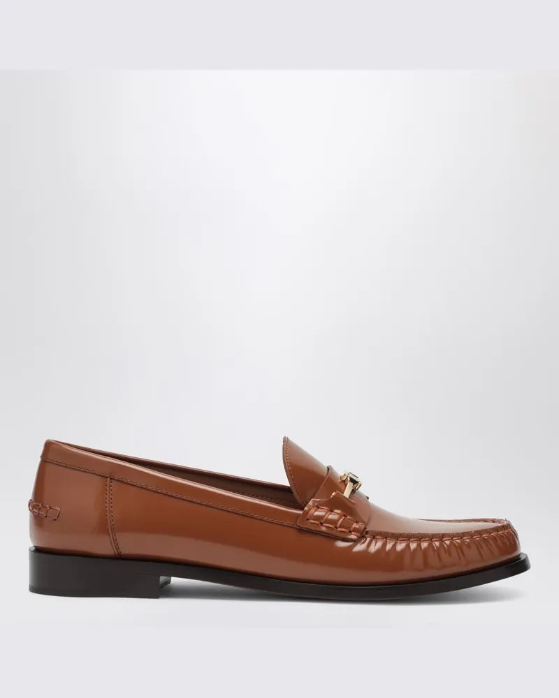 Ferragamo Mokassin mit Kette aus Leder in der Farbe New Vara Braun