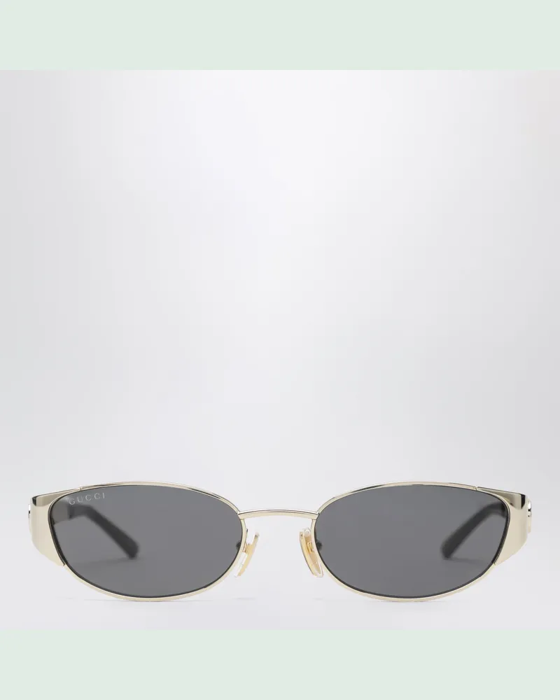 Gucci Ovale Sonnenbrille aus goldfarbenem Metall Metal