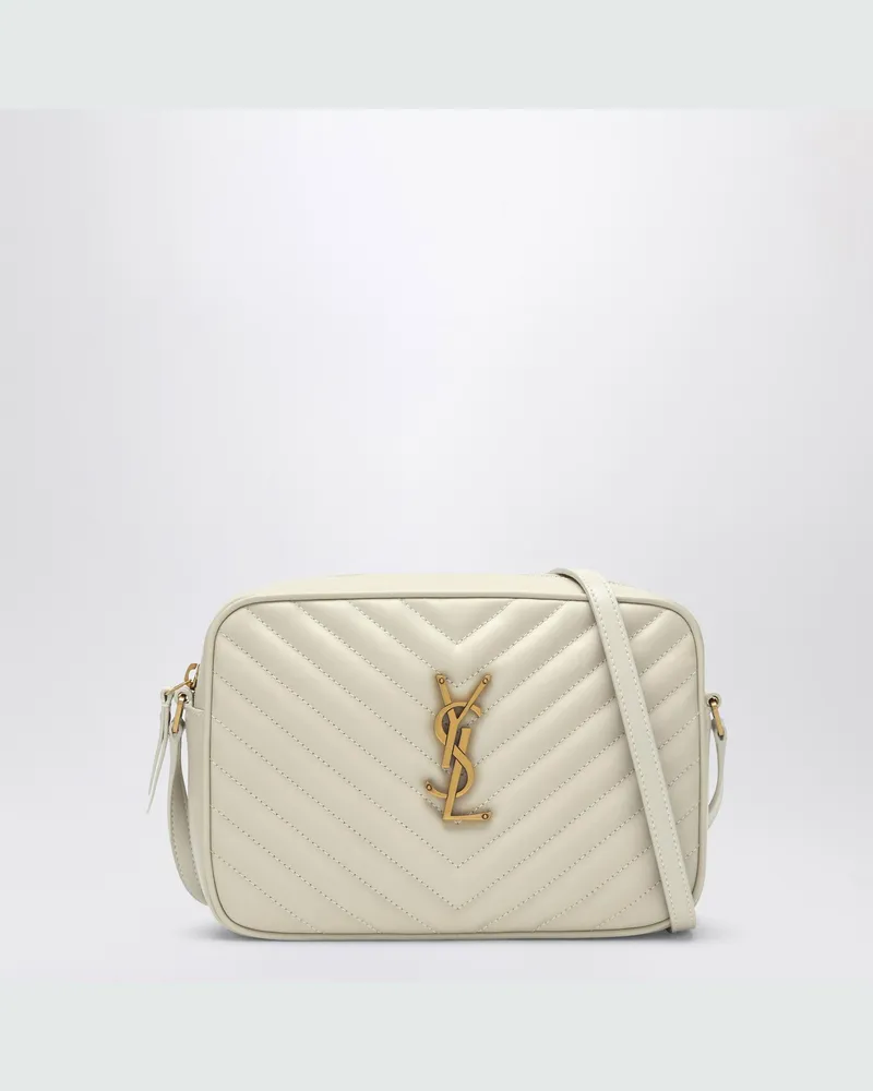 Saint Laurent Kameratasche Lou cremefarbenes gestepptes Leder 