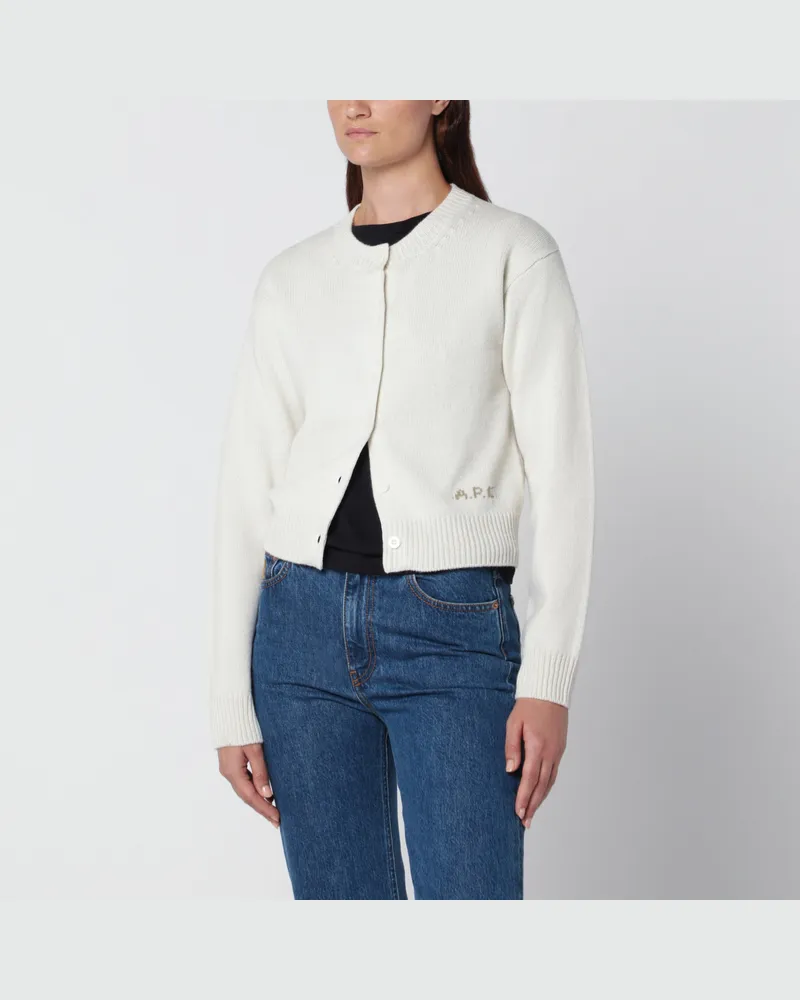A.P.C. Kurzer ecrufarbener Wollcardigan White