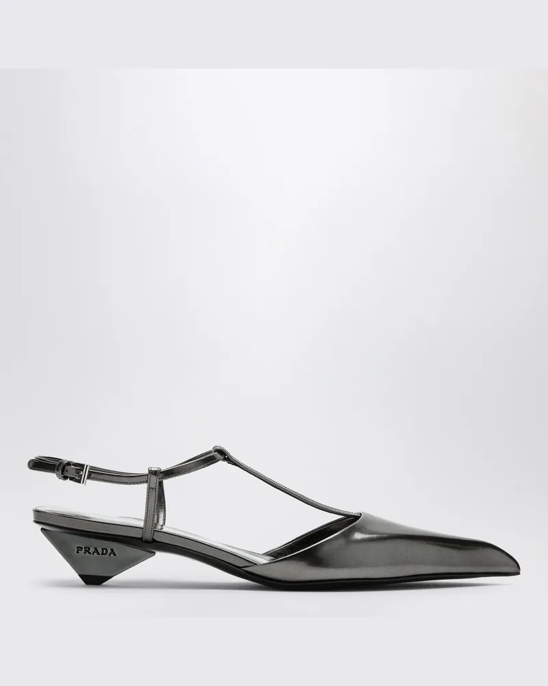 Prada Anthrazitgrauer Slingback-Dekolleté-Schuh aus Lackleder Grau