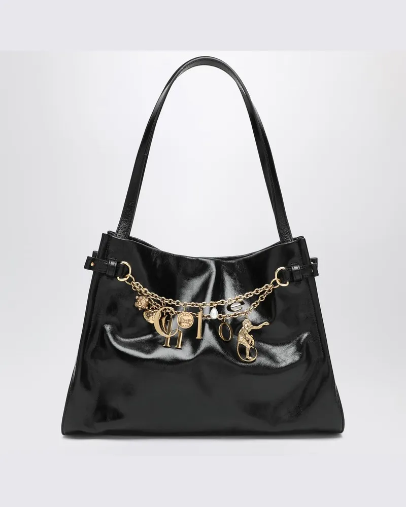 Chloé Charms schwarze Leder Schultertasche Schwarz