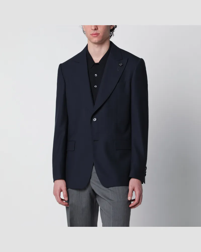 LARDINI Einreihige blaue Wolljacke Blue