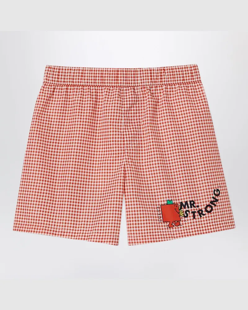 Gucci Baumwollshorts mit rot-weißem Karomuster Red
