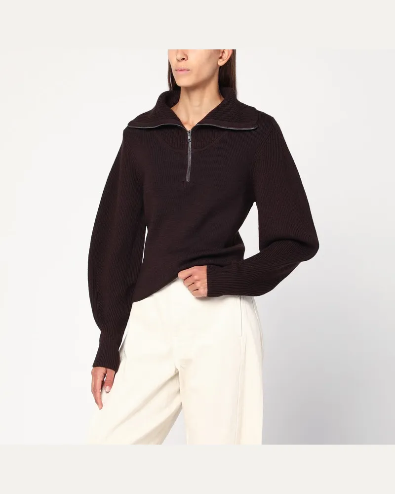 Christophe Lemaire Auberginenfarbener Zip-Pullover Rot