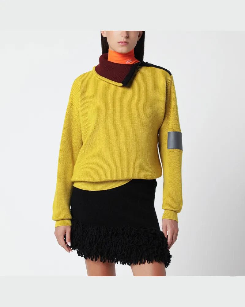 Loewe Olivgrüner Wollpullover mit Reißverschlussdetail Green