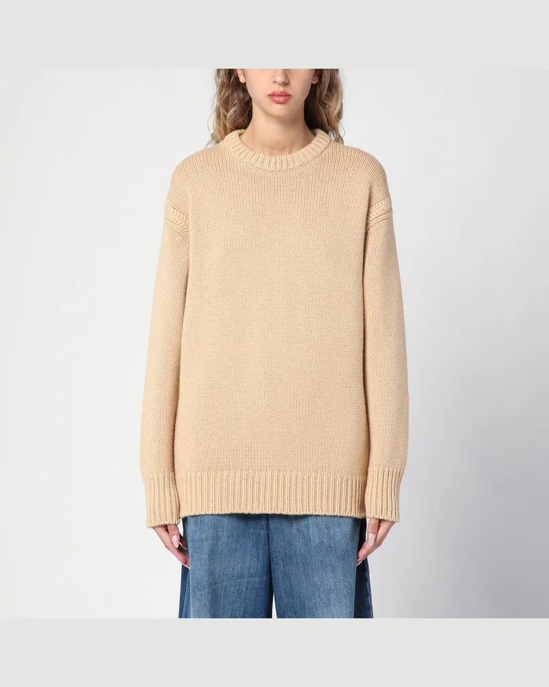 Chloé Oversize-Pullover aus Kaschmir und Baumwolle nude Beige