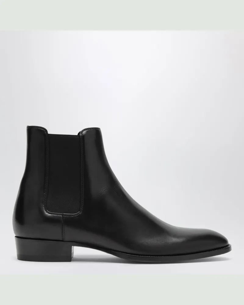 Saint Laurent Wyatt Black Leather Chelsea Boots Black