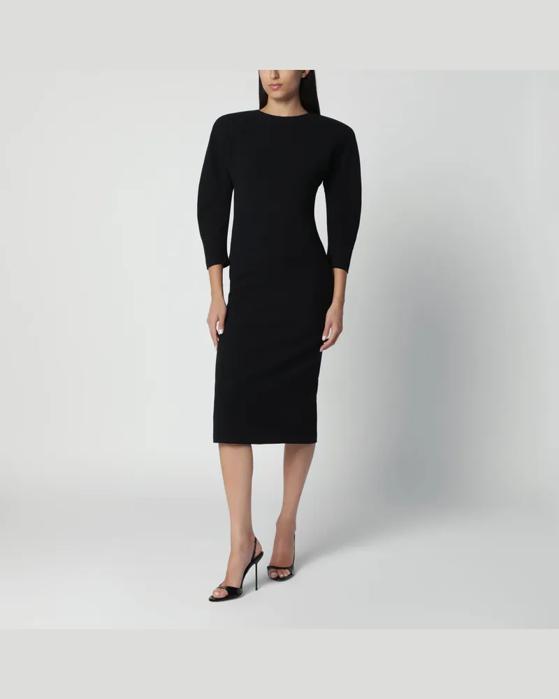 ANDAMANE Schwarzes Midikleid mit abgerundeten Schultern Black