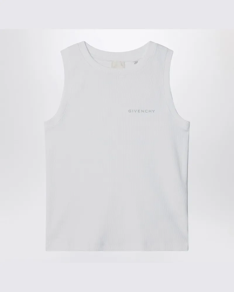 Givenchy Weißes geripptes Tanktop mit Logo Weiß