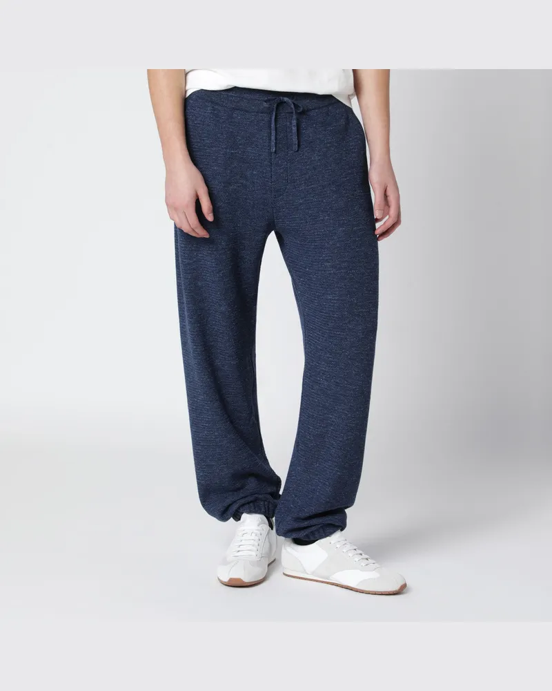 Loro Piana Gokarna-Hose in Blau Melange aus Wollmischung 