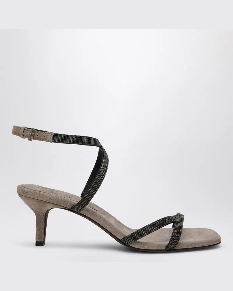 Brunello Cucinelli Sandale City Grau mit Precious Straps Grau