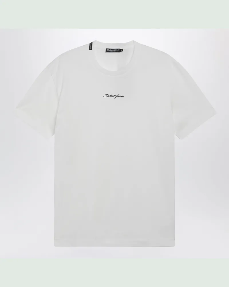 Dolce & Gabbana Weißes Baumwoll-T-Shirt mit Logo White