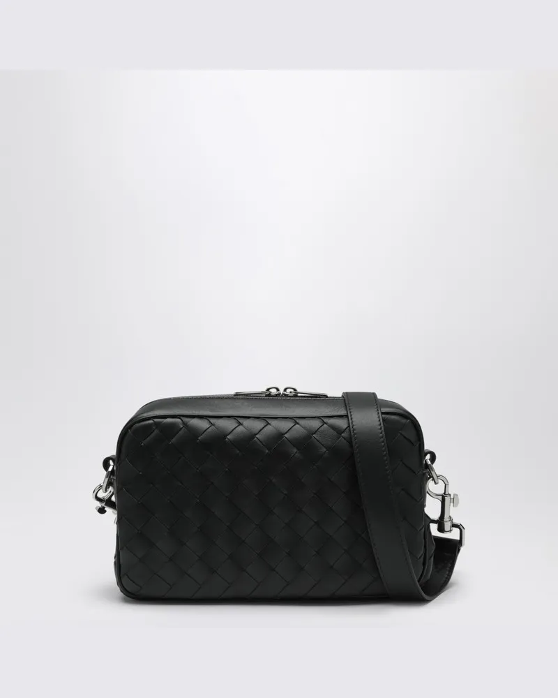 Bottega Veneta Dunkelgrüne Kameratasche mit Flechtmuster Grün