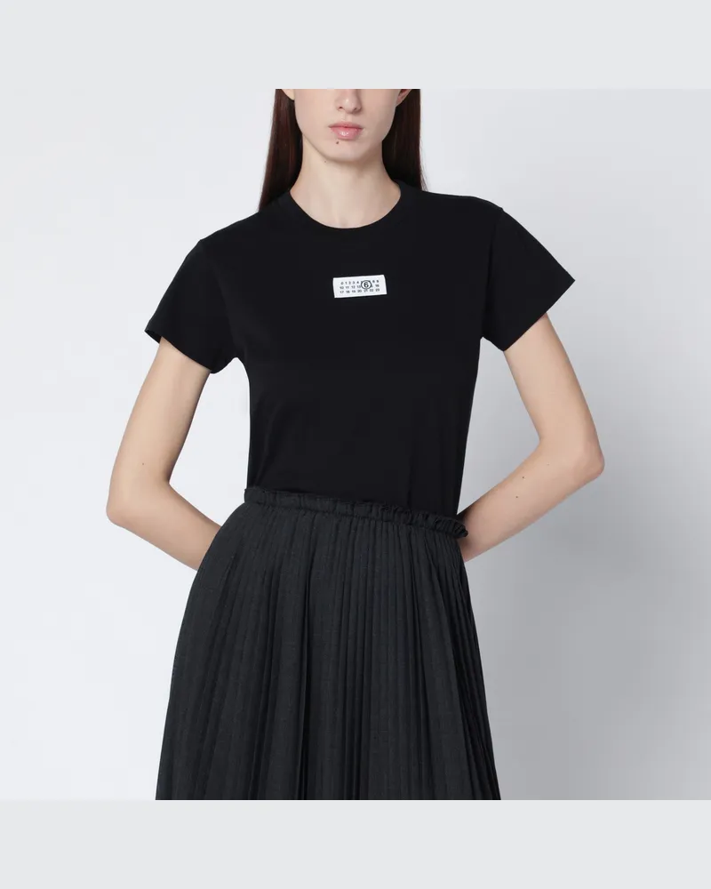 Maison Margiela Schwarzes T-Shirt mit Numeric-Signature-Patch Black