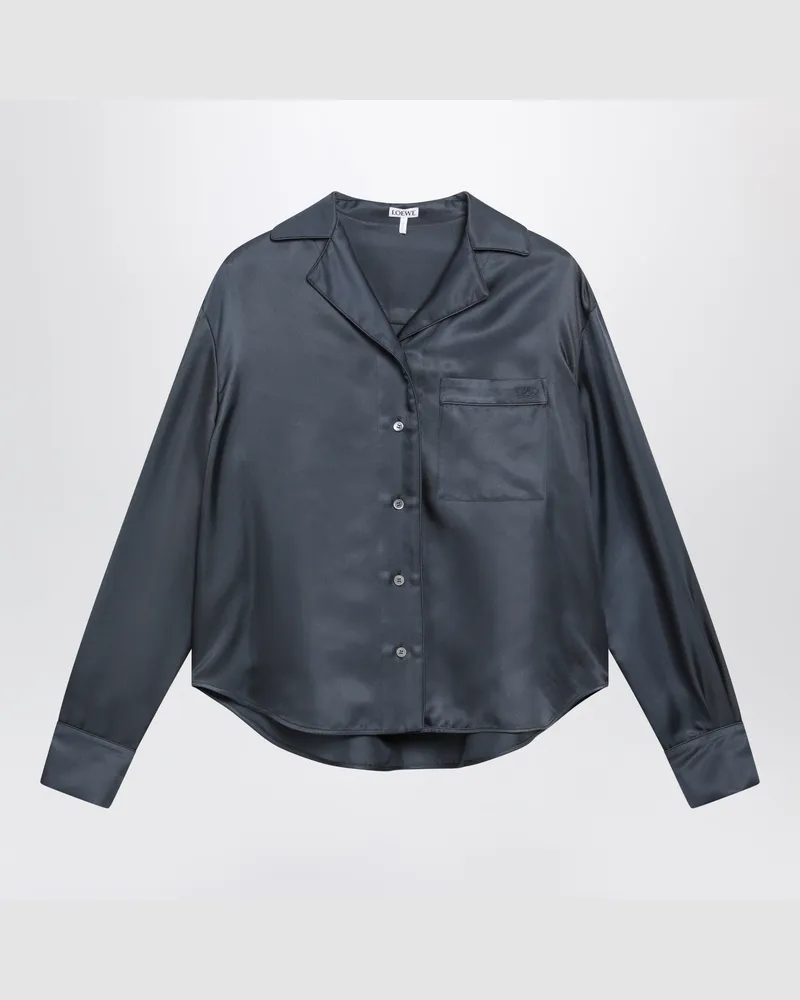 Loewe Dunkelgraues Pyjamahemd aus Seidentwill Grey