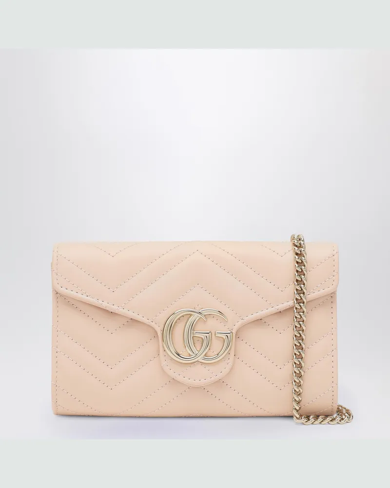 Gucci Rosa GG Marmont Geldbörse mit Kette Pink
