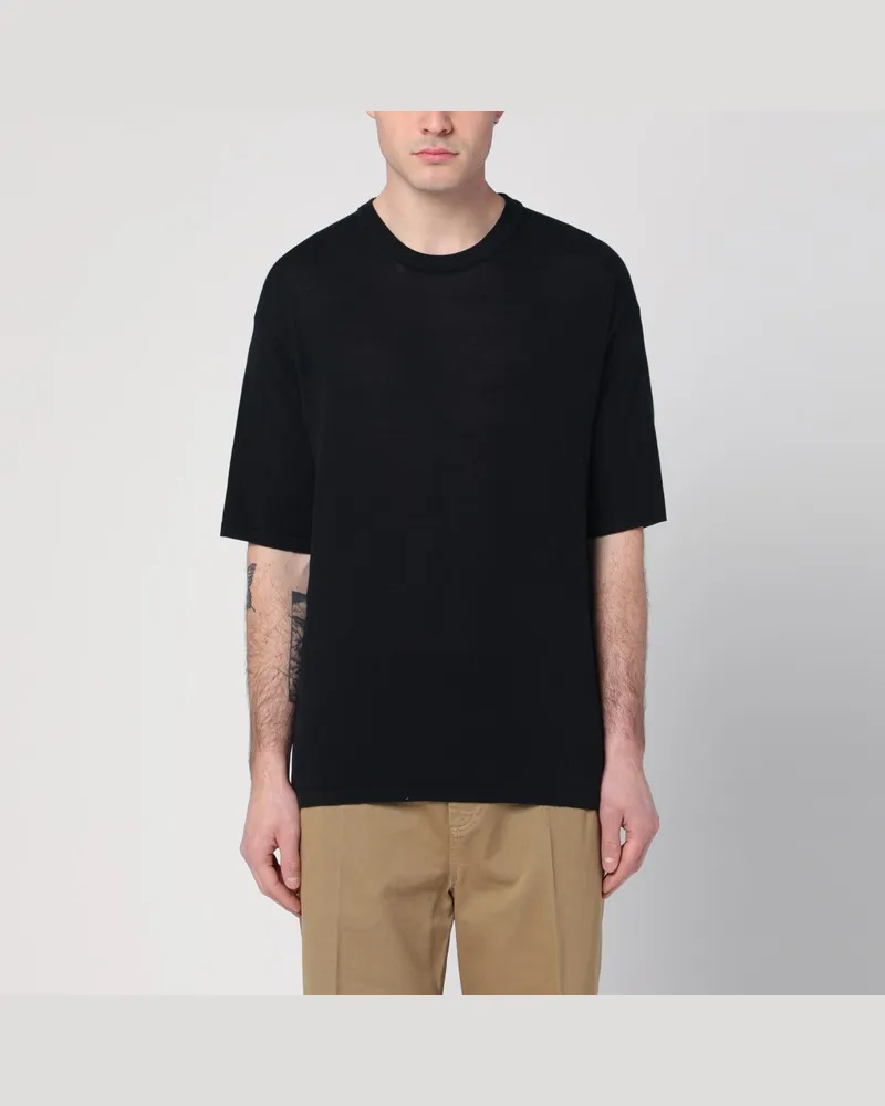 Roberto Collina Schwarzer Baumwollpullover Schwarz