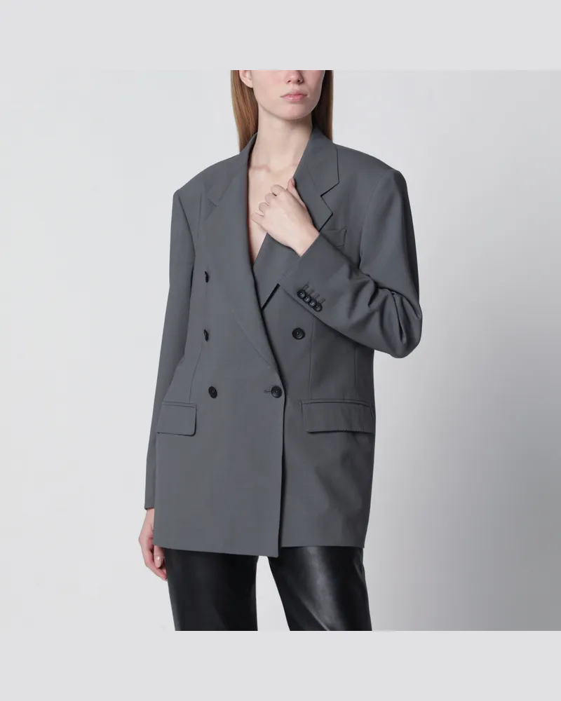 Tagliatore Zweireihiger Blazer aus grauer Woll-Seiden-Mischung Grey