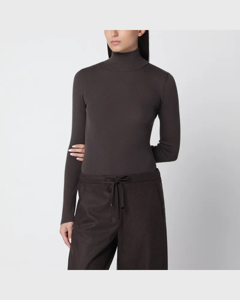Max Mara Brauner Rollkragenpullover aus Schurwolle Grey