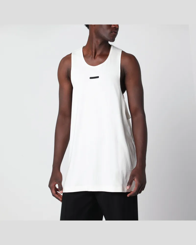 Fear of God Essential elfenbeinfarbenes Baumwoll-Tanktop White