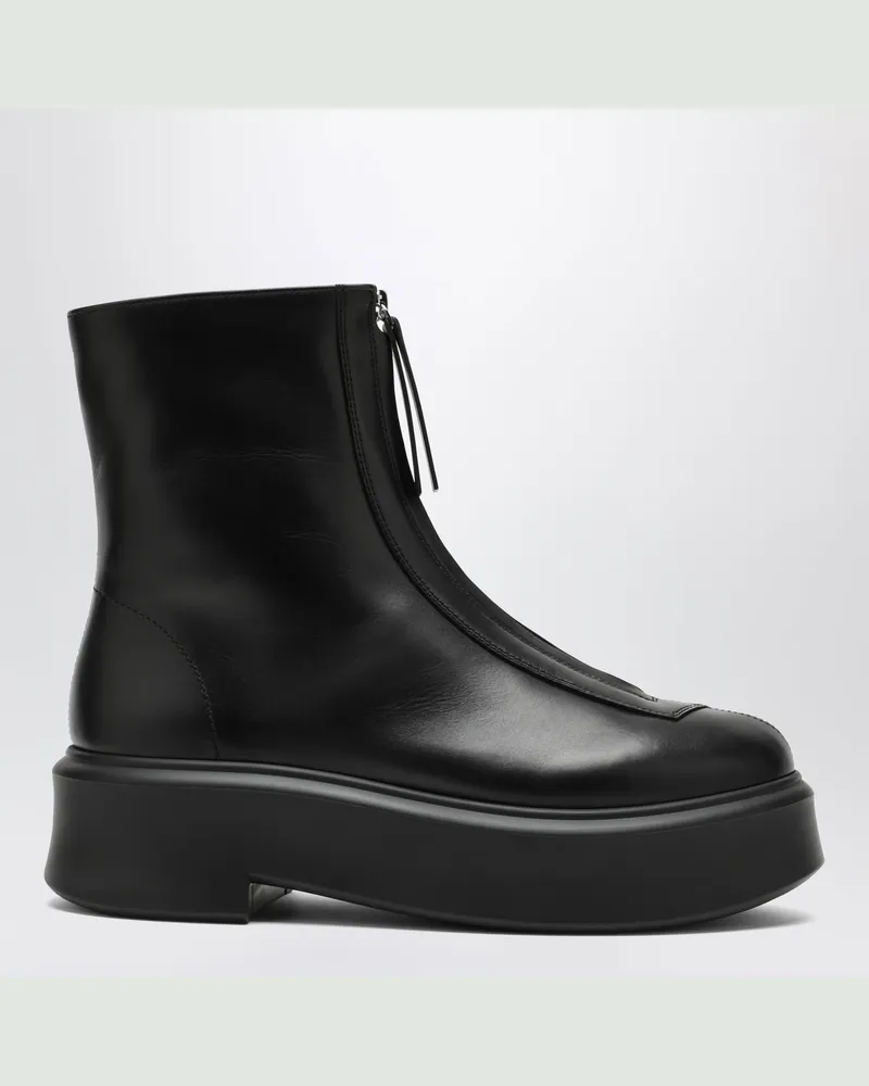 The Row Schwarzer Stiefel Zipped Boot I aus Leder Black