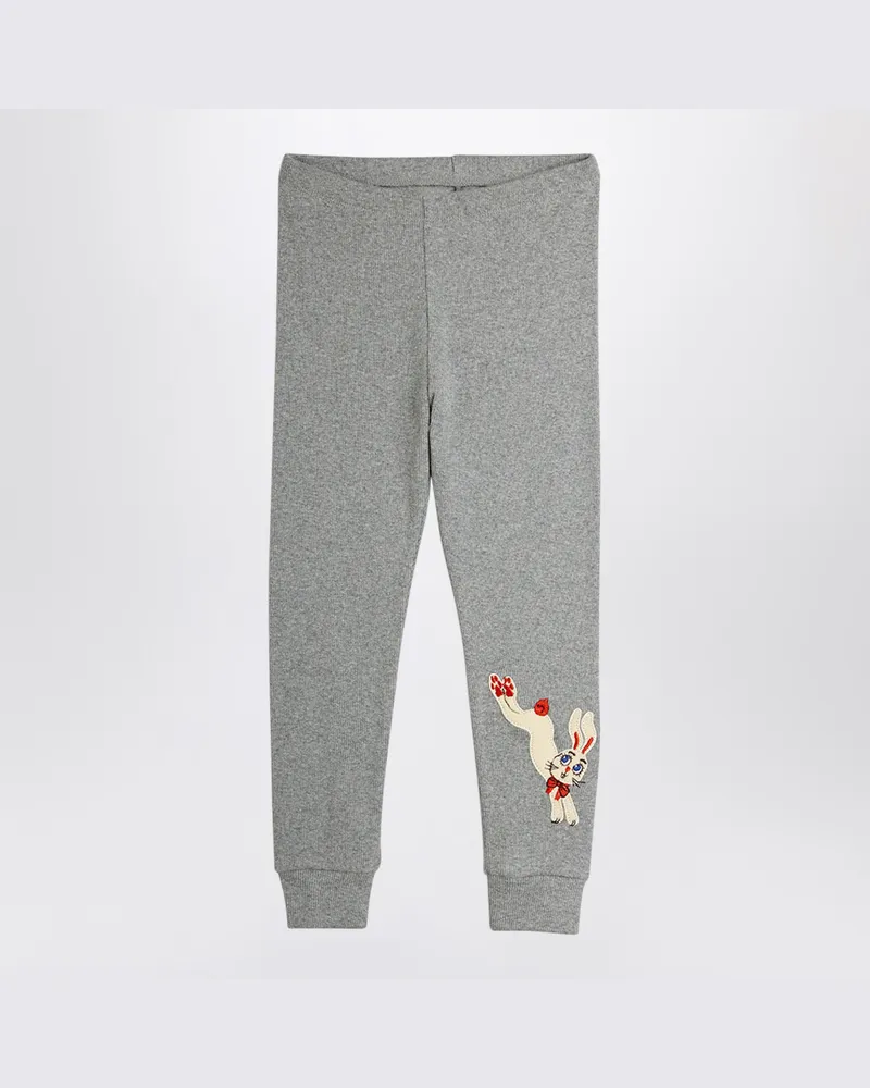 Mini Rodini Grau melierte Leggings aus Baumwollmischung Grey