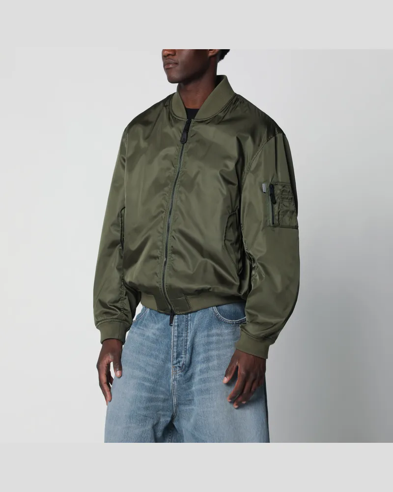 Balenciaga Khakigrüne Nylonjacke mit Reißverschluss Green
