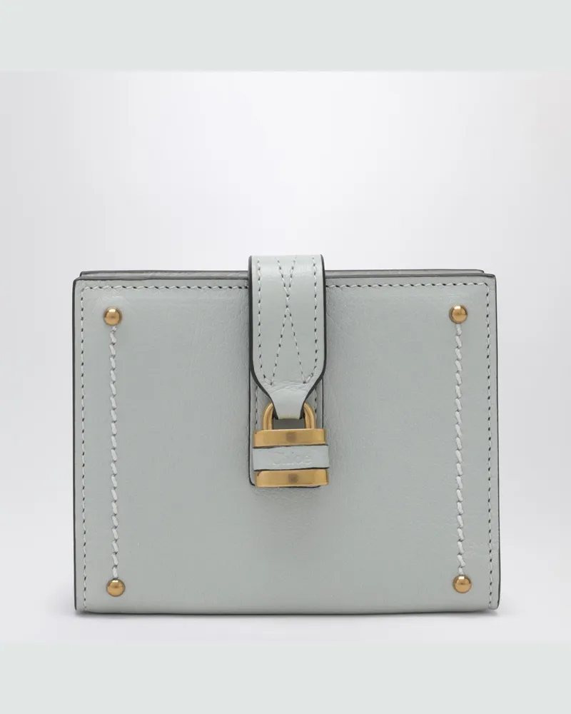 Chloé Quadratische Paddington Geldbörse aus aquablauem Leder Grey