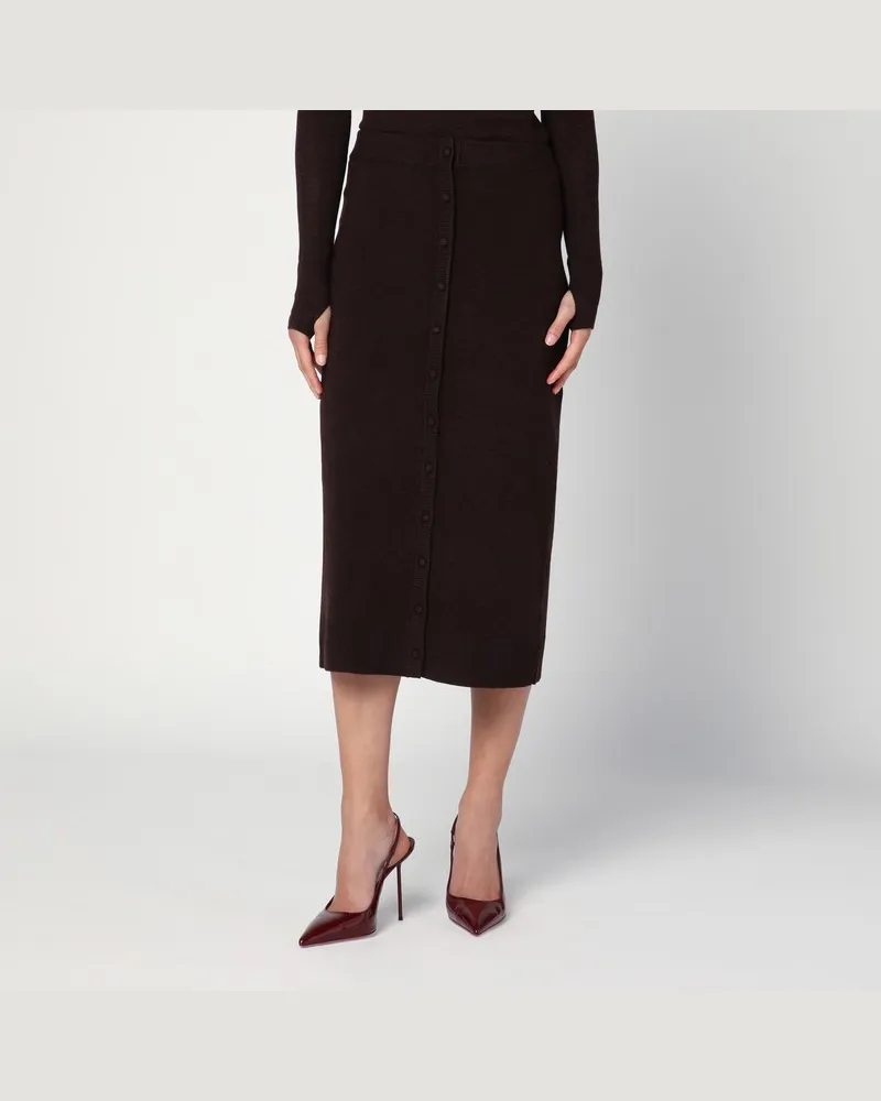 Victoria Beckham Brauner Midirock aus Wollmischung Braun