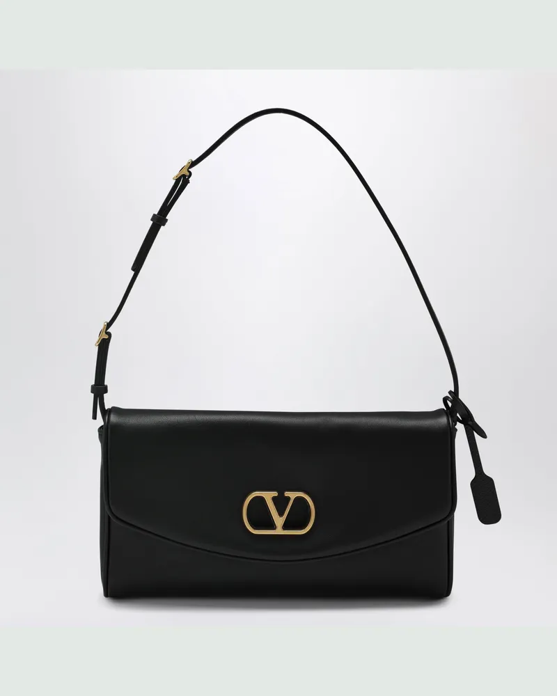 Valentino Garavani Devain VLogo leather clutch shoulder bag in black Black