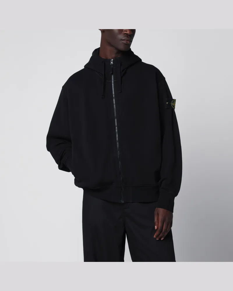 Stone Island Kapuzenjacke aus Bio-Baumwolle mit Reißverschluss in Schwarz Black