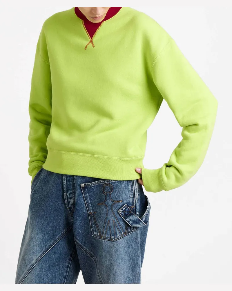 J.W.Anderson Rundhals-Sweatshirt in Lime/Rot Green