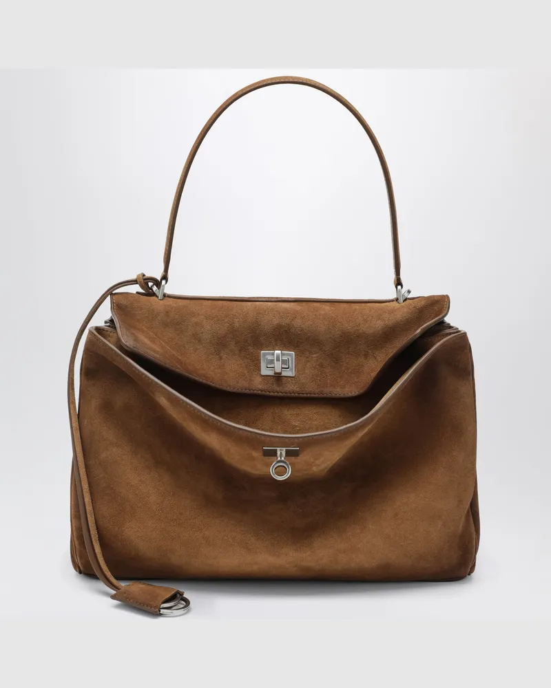 Balenciaga Rodeo mittelgroße beige Wildledertasche Brown
