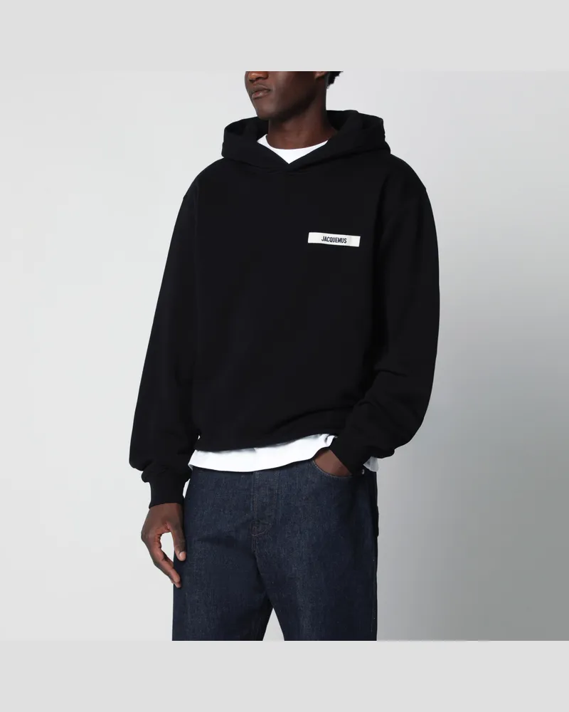 Jacquemus Schwarzer Hoodie mit Grosgrain-Logo Black