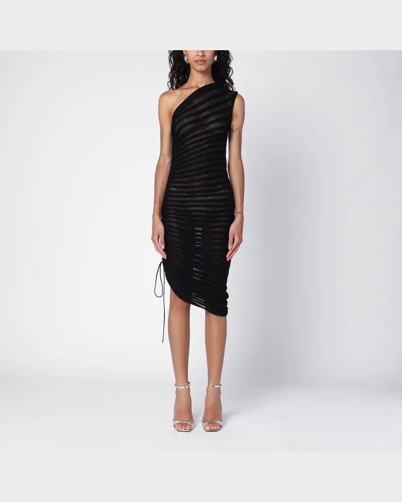Alaïa Schwarzes asymmetrisches Kleid in durchbrochener Optik Black