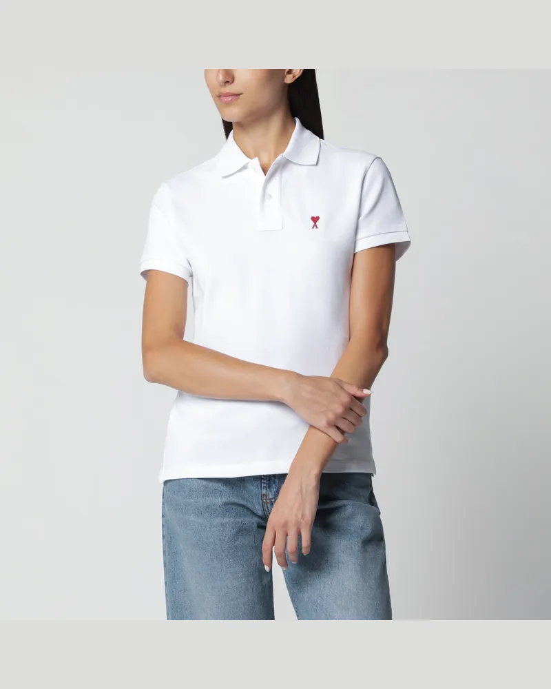 AMI Paris Weißes Ami de Caur Poloshirt White