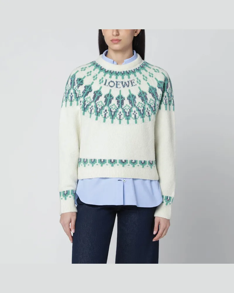 Loewe Weißer Pullover mit Fair-Isle-Muster White