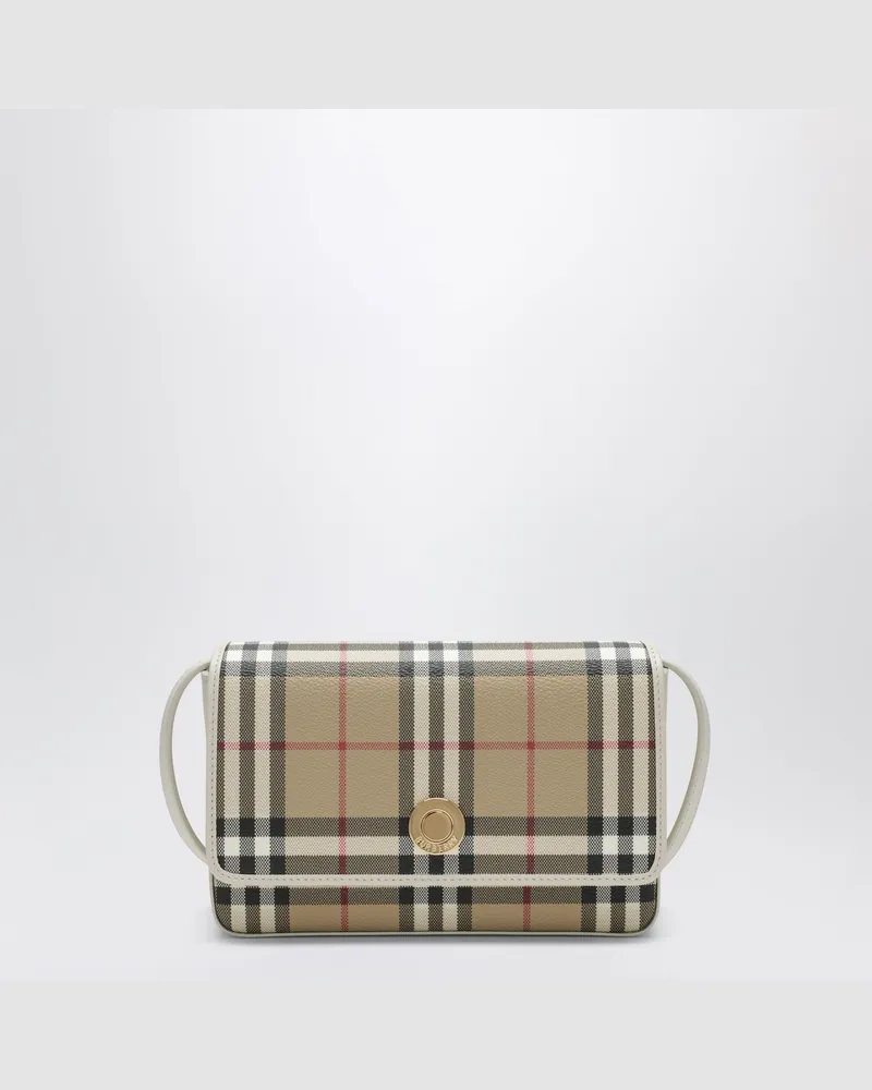 Burberry Weiße Hampshire Tasche mit Check-Muster Beige