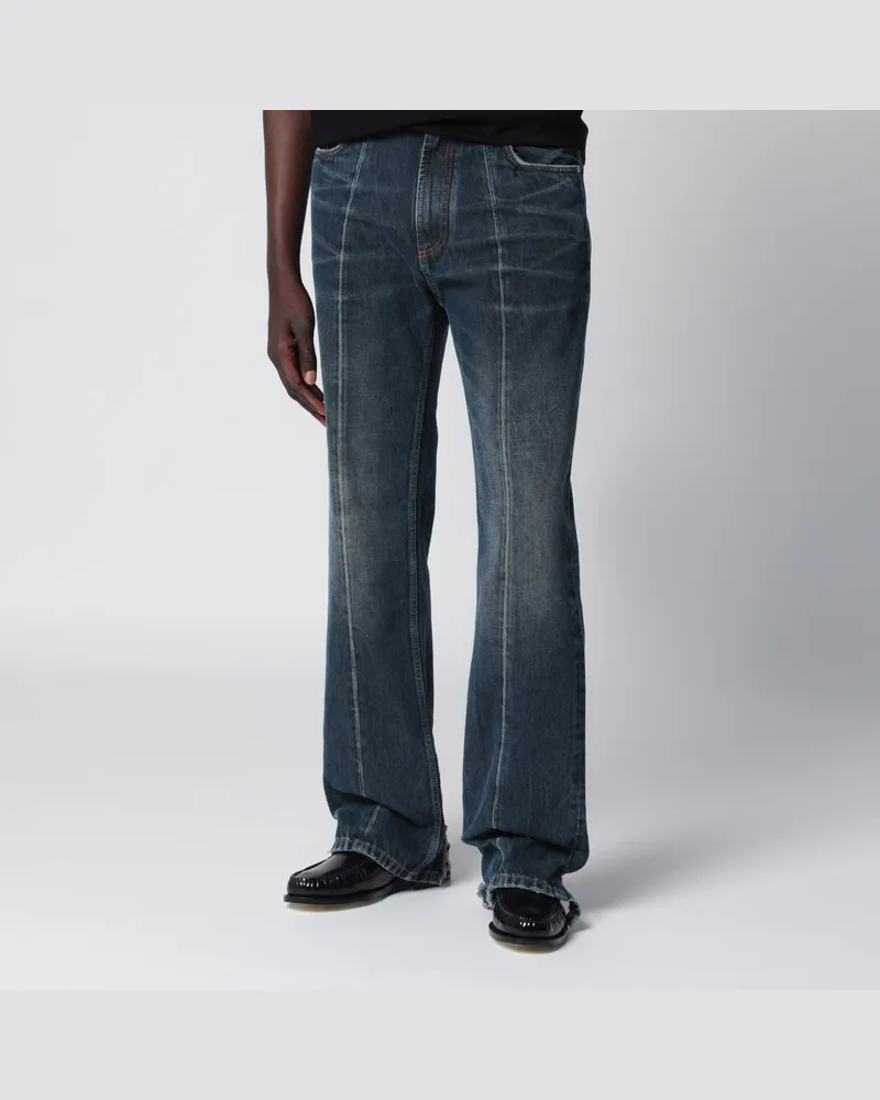 Versace Gerade geschnittene Jeans aus Baumwoll-Denim in Blau Blue