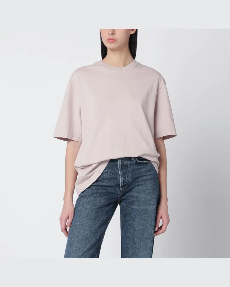 Golden Goose Rosa T-Shirt mit spiegelverkehrtem Logo-Schriftzug auf der Rückseite Rosa