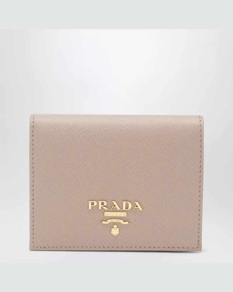 Prada Kleine Geldbörse aus puderfarbenem Saffiano 