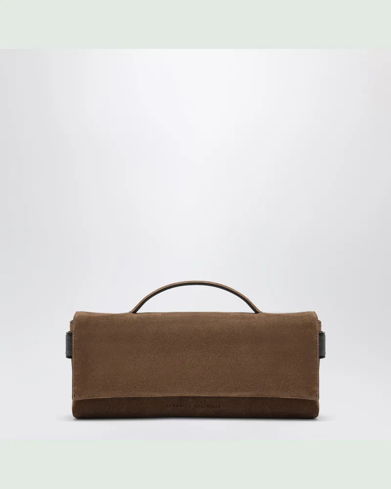 Brunello Cucinelli Clutch Essence karamellfarben aus Wildleder Brown