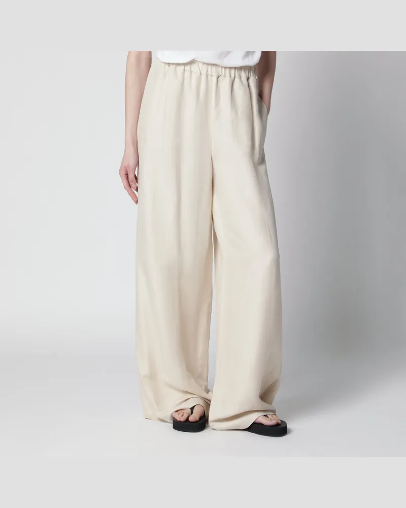 Max Mara Wide-Leg-Hose aus Leinen und Seide in Beige Beige