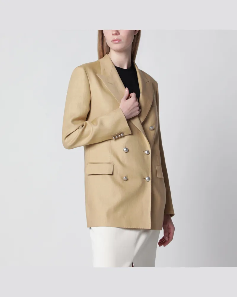 Tagliatore Zweireihige Jacke aus beigem Leinen Beige