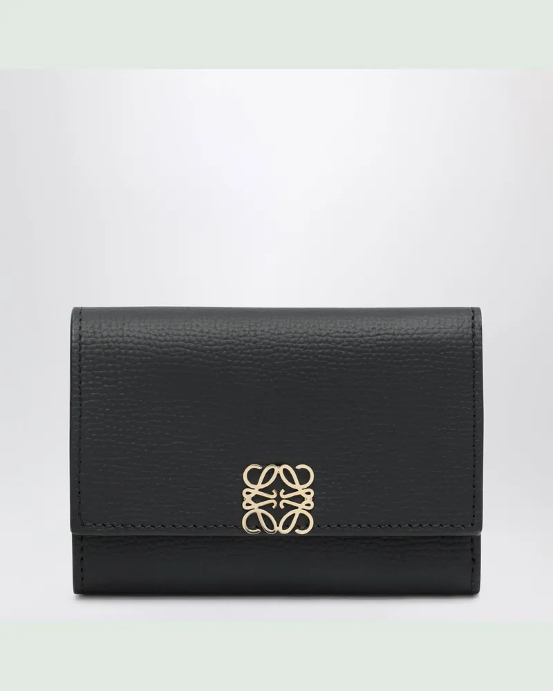 Loewe Kleine Anagram-Geldbörse aus genarbtem Leder schwarz Black