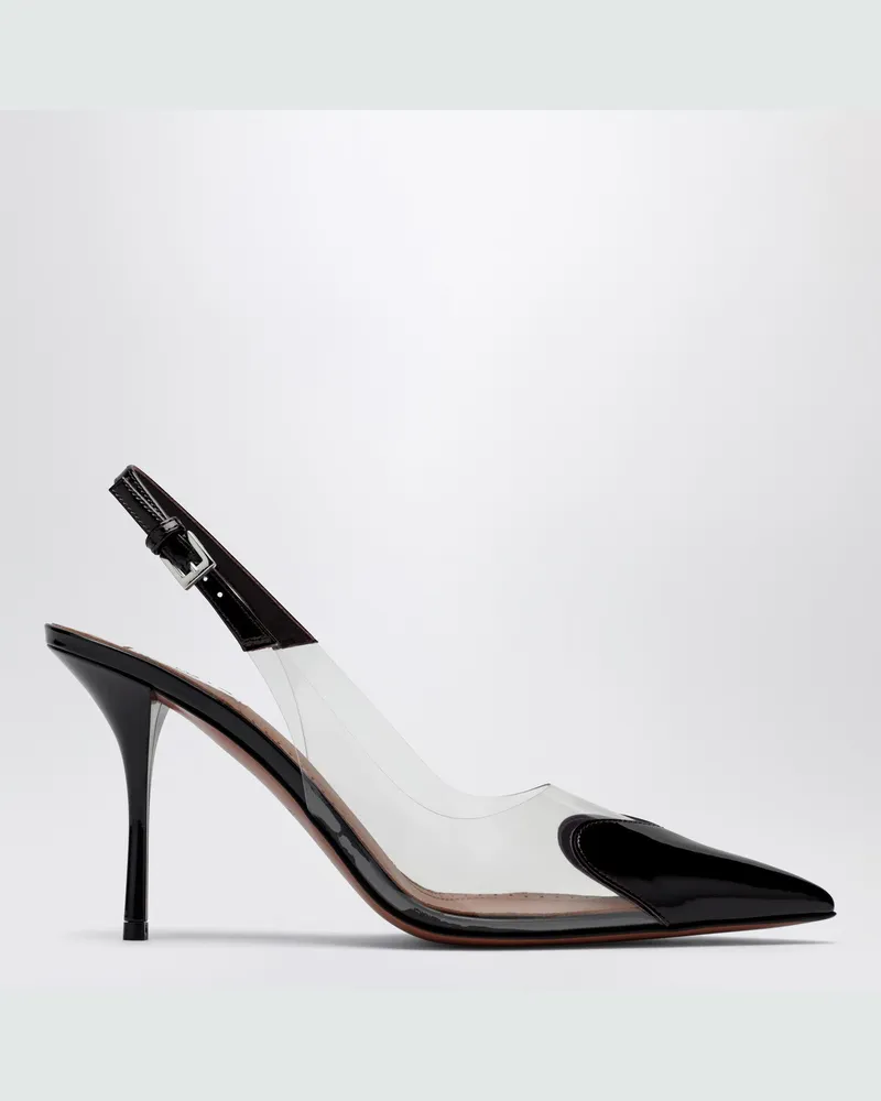 Alaïa Hoher Slingback Le Coeur aus auberginefarbenem Lackleder Purple